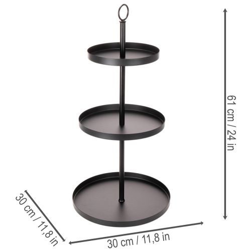 Kolmikerroksinen metallinen pyöreä tarjoilualusta monikerroksiseen pöytäkoristeeseen, 61 cm | Floristik24.fi