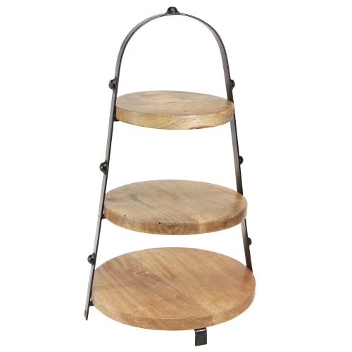kohteita 3-kerroksinen puinen koristelu luonnonmusta Ø30cm K52cm