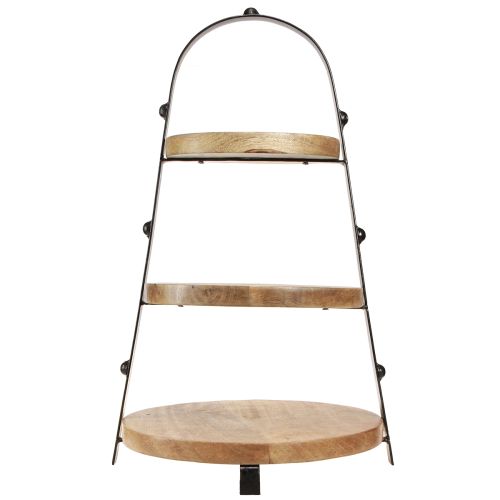 kohteita 3-kerroksinen puinen koristelu luonnonmusta Ø30cm K52cm