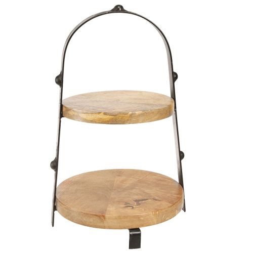 kohteita Kakkuteline puinen metalli luonnonmusta 2-kerroksinen Ø25,5cm K38cm