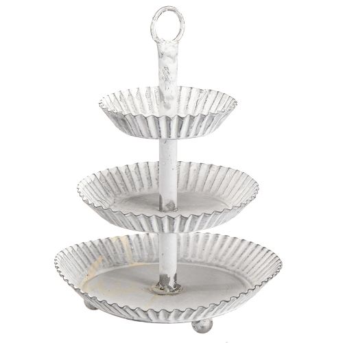 Floristik24 Metallinen 3-kerroksinen tarjotin, valkoinen, korkeus 23 cm