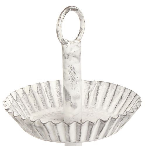 Floristik24 Metallinen 3-kerroksinen tarjotin, valkoinen, korkeus 23 cm