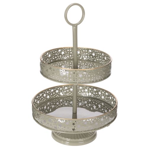 Koristeellinen kerrostettu tarjoilualusta kahvalla, tähtiaihe, kaksikerroksinen, 49 cm