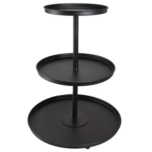 Kakkuteline musta 3-kerroksiset metalliset pyöreät jalat Ø40cm H52cm