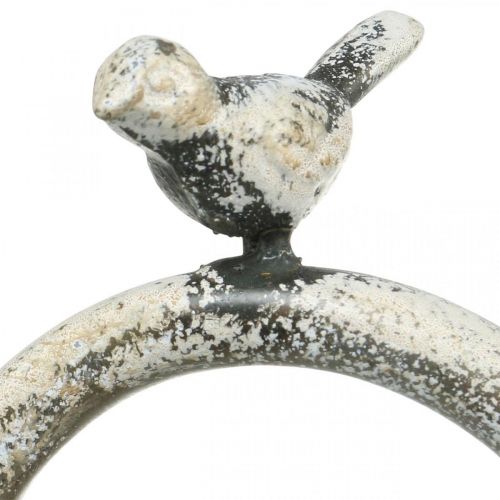 Floristik24 Kakkuteline Metalli Vintage Look Shabby Grey Varjostin Birdillä H60cm