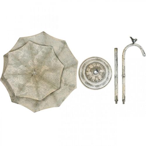 Floristik24 Kakkuteline Metalli Vintage Look Shabby Grey Varjostin Birdillä H60cm