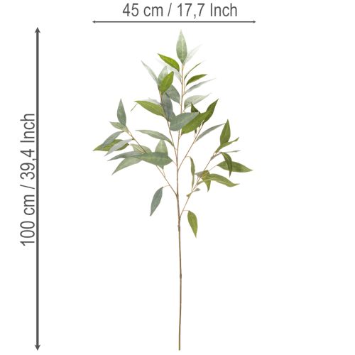 Keinotekoinen eukalyptusoksa, luonnonvihreä, koriste, 100 cm | Floristik24.fi