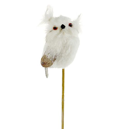Pöllö kepillä valkoinen 9cm P48cm