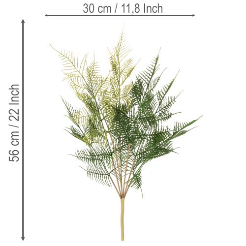 Keinotekoinen saniaisen oksakoriste, vihreä, elävän näköinen, 56 cm | Floristik24.fi