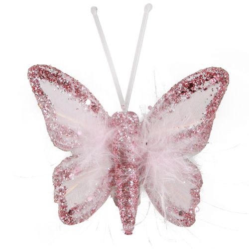 kohteita Sulkaperhoskoristeklipsi Pinkki Valkoinen 5x4,5cm 4 kpl