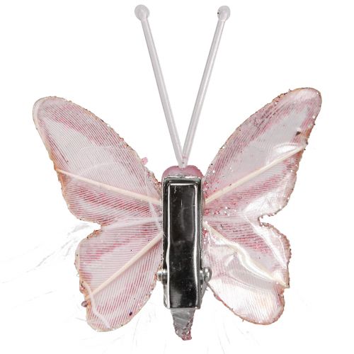 kohteita Sulkaperhoskoristeklipsi Pinkki Valkoinen 5x4,5cm 4 kpl