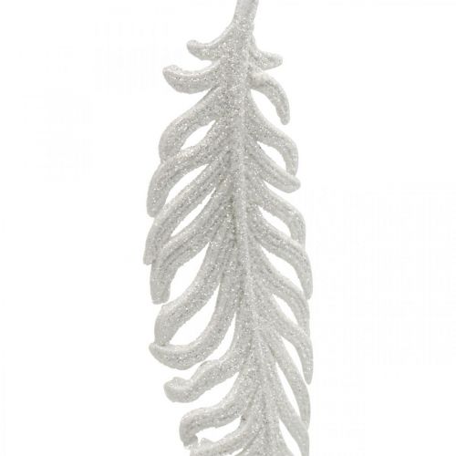 kohteita Höyhenet ripustettavaksi, joulukuusen koristelu, koristeelliset höyhenet glitterillä, häät Valkoinen L19cm 12kpl 12cm