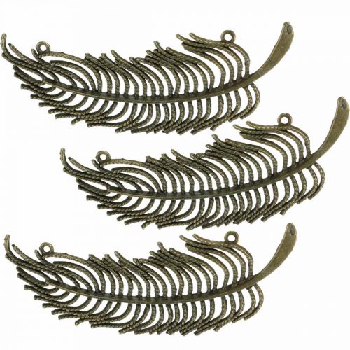 Floristik24 Koristehöyhenet, korujen riipukset, metallihöyhenet, hajontakoristeet pronssinväriset L8cm 10 kpl