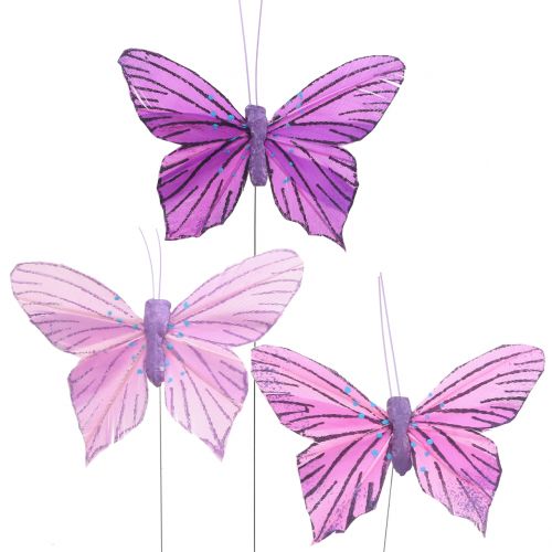Floristik24 Höyhenperhoset violetit 8,5cm 12kpl
