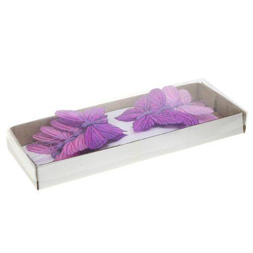 Floristik24 Höyhenperhoset violetit 8,5cm 12kpl