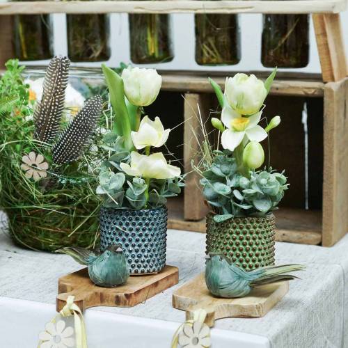 Floristik24 Höyhenlintu lanka vihreä 12cm 4kpl