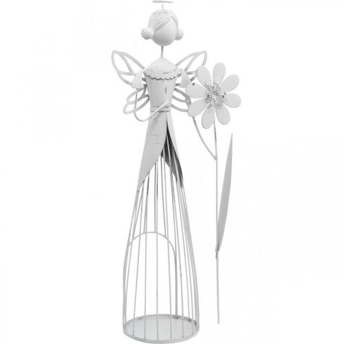 Floristik24 Kukkakeiju kukka, kevätkoristeet, metallilyhty, kukkakeiju metallista valkoista H40,5cm