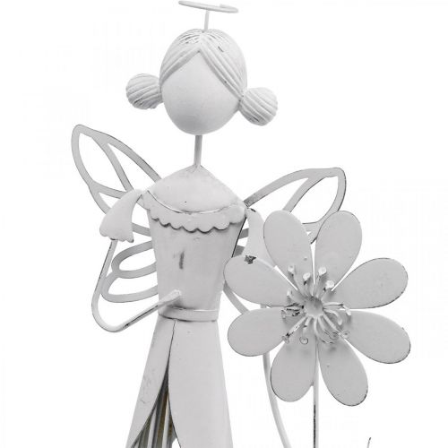 Kukkakeiju kukka, kevätkoristeet, metallilyhty, kukkakeiju metallista valkoista H40,5cm
