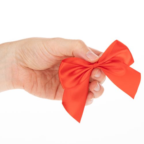 Koristeellinen punainen rusetti, valmiiksi sidottu askartelua ja pakkausta varten, 11 cm, 25 kpl | Floristik24.fi