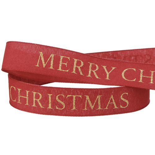 kohteita Juhlallinen joulunauha punaisena kultaisella &#39;Merry Christmas&#39; -kirjoituksella, leveys 25 mm, pituus 15 m