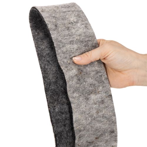 Huopanauha, patahihna, 100% villaa, harmaa/musta, 7,5 cm leveä, 5 m pitkä | Floristik24.fi