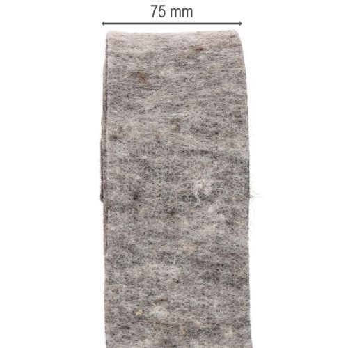 Huopanauha, patahihna, 100% villaa, harmaa/musta, 7,5 cm leveä, 5 m pitkä | Floristik24.fi
