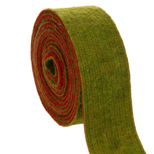 Huopateippi, kaksivärinen patalapputeippi, 100 % villaa, punainen/vihreä, 7,5 cm leveä, 5 m pitkä ostaa | Floristik24.fi