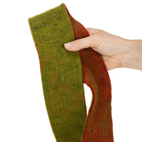 Huopateippi, kaksivärinen patalapputeippi, 100 % villaa, punainen/vihreä, 7,5 cm leveä, 5 m pitkä | Floristik24.fi