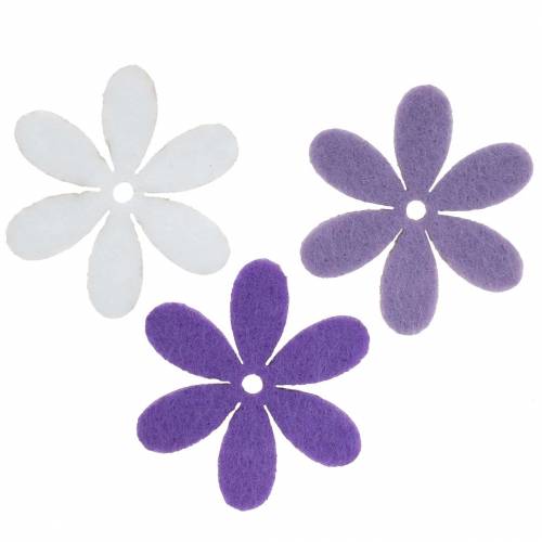 Floristik24 Huopakukka lila, valkoinen valikoima 4,5 cm 54p