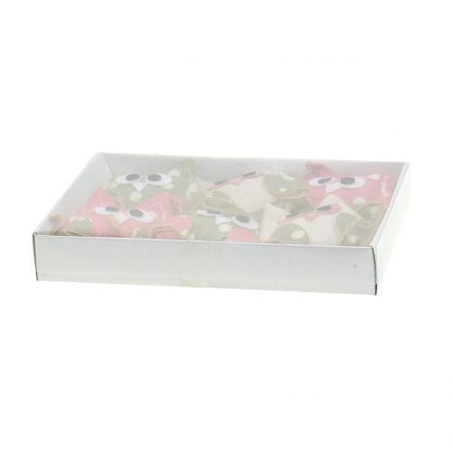 Floristik24 Koristeellinen pöllön kangas 6cm pinkki / vihreä / valkoinen 6kpl