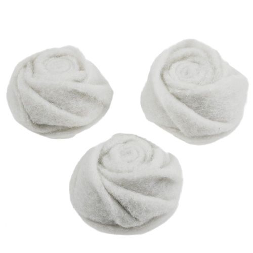 Floristik24 Huopa ruusu valkoinen Ø8cm K4cm 6kpl