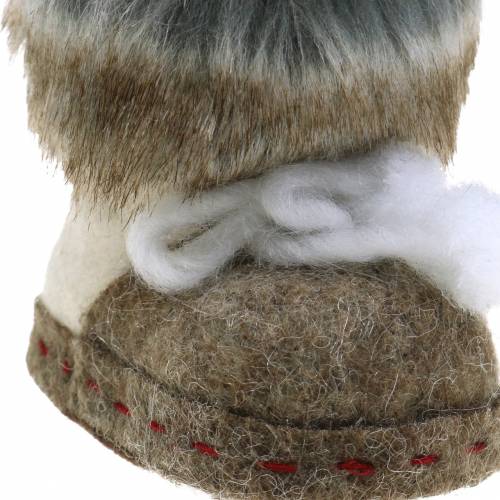 Floristik24 Joulukuusikoristeet pari huopakenkä turkista 10cm x 8cm 2kpl