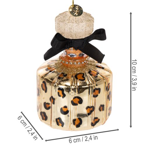 Joulukuusen koriste: hajuvesipullo ja huulipuna leopardikuviolla, 11 cm, 2 kpl | Floristik24.fi