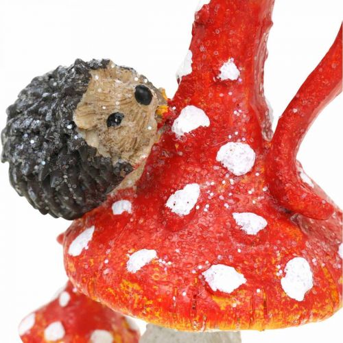 Toadstool siilillä Deco Mushroom syksyn koristelu H14cm 2kpl 2kpl