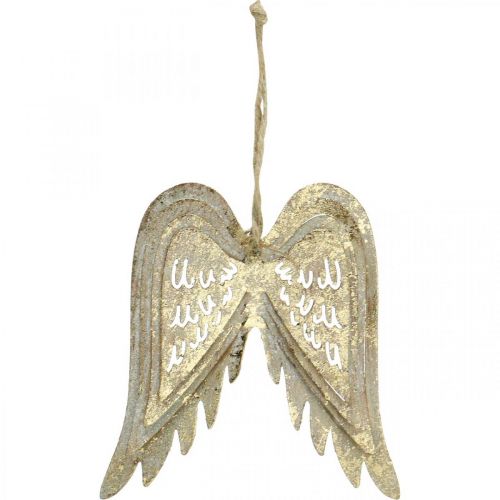 Enkelin siivet, metallinen koriste ripustettavaksi, joulukuusen koriste Kultainen, antiikkinen ilme H11,5cm W11cm 3kpl.