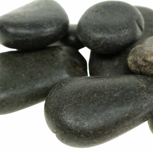 Floristik24 River Pebbles Mattamusta Luonnonkivet Koristekivet L15–60mm L15–40mm 2kg