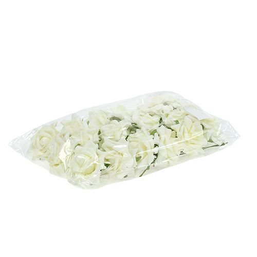 Vaahtomuoviruusu Ø7.5cm kermanvärinen 18 kpl | Floristik24.fi
