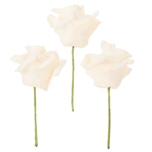 Tekoruusu, kermanvärinen, 10 cm kukinto varressa, 100 kpl | Floristik24.fi