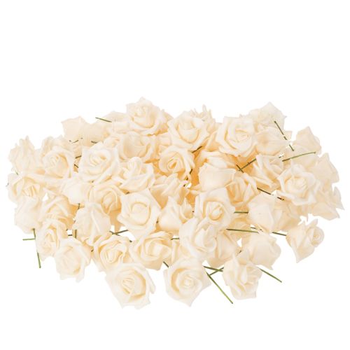 Tekoruusu, kermanvärinen, 10 cm kukinto varressa, 100 kpl | Floristik24.fi