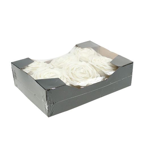 Floristik24 Vaahto ruusu valkoinen helmiäisellä Ø10cm 6 kpl