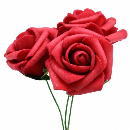 Vaahtomuovi ruusu Ø3,5cm punainen 48p
