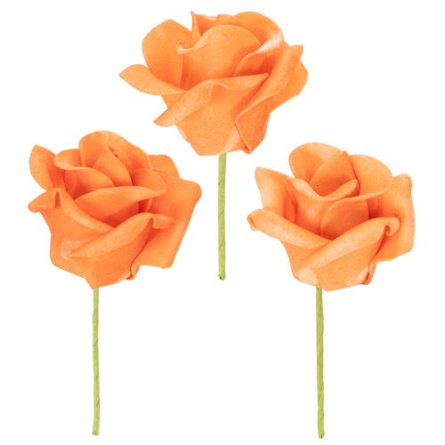 Keinotekoinen oranssi ruusu, 5 cm kukinto, yksittäinen, 100 kpl