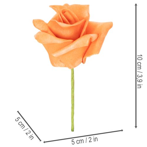 Keinotekoinen oranssi ruusu, 5 cm kukinto, yksittäinen, 100 kpl | Floristik24.fi