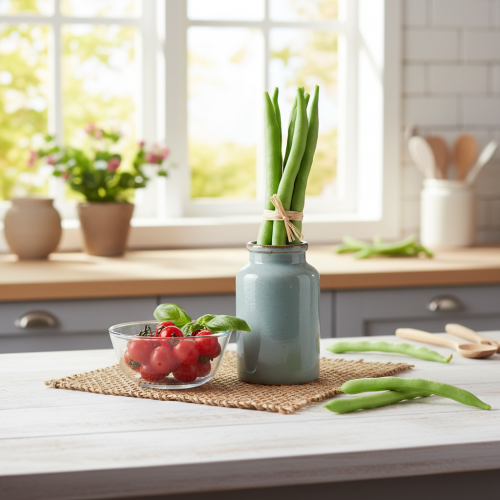 kohteita Koristeelliset Pavut, Keinotekoiset Vihannekset, Vihreät, Aitoa Kosketusta, 17 cm, 6 Kappaletta