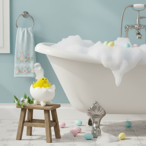 kohteita Pääsiäistipun koriste, chenilletipu kylpyammeessa, keltainen, 9cm