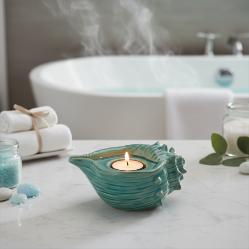 kohteita Tuikkukynttiläkuppi simpukankuori koristeellinen pöytäkynttilä kylpyhuone olohuone 16cm