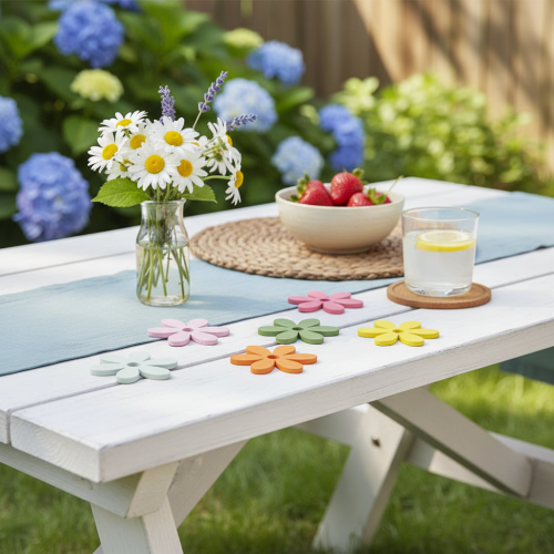 kohteita Hajakoristelu puukukkia värillinen pöytäkoristelu Ø3-4cm 48 kpl