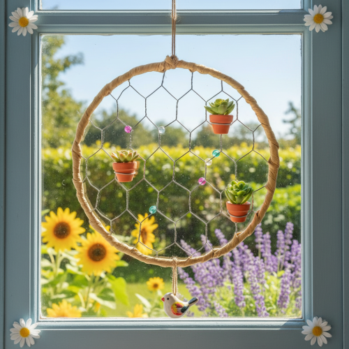 kohteita Koristeelliset metalliset raffia-ripustusrenkaat, Ø20cm, 4 kpl, boheemi seinäkoriste, ikkunakoriste