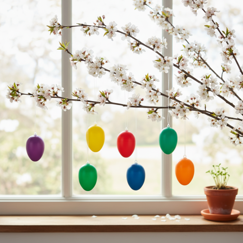 kohteita Pääsiäismunakoristeet kevään koristeluun, kotiin tai puutarhaan. Värikkäitä koriste-esineitä, 6 cm, 24 palaa.