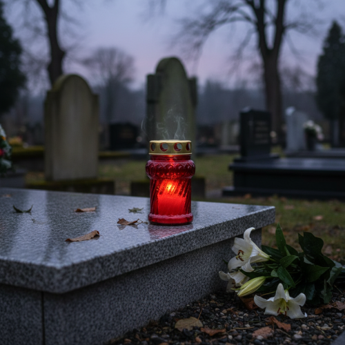 kohteita Syksyinen hautakynttilä haudan koristeeksi pyhäinpäivään ja kuolleiden sunnuntaihin, 13 cm, 8 kpl